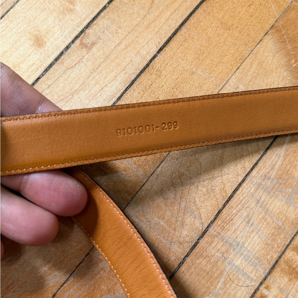 VTG Lauren Ralph Lauren Skinny Croc Embossed Brown Leather Belt Women’s Sz. S - Picture 5 of 8